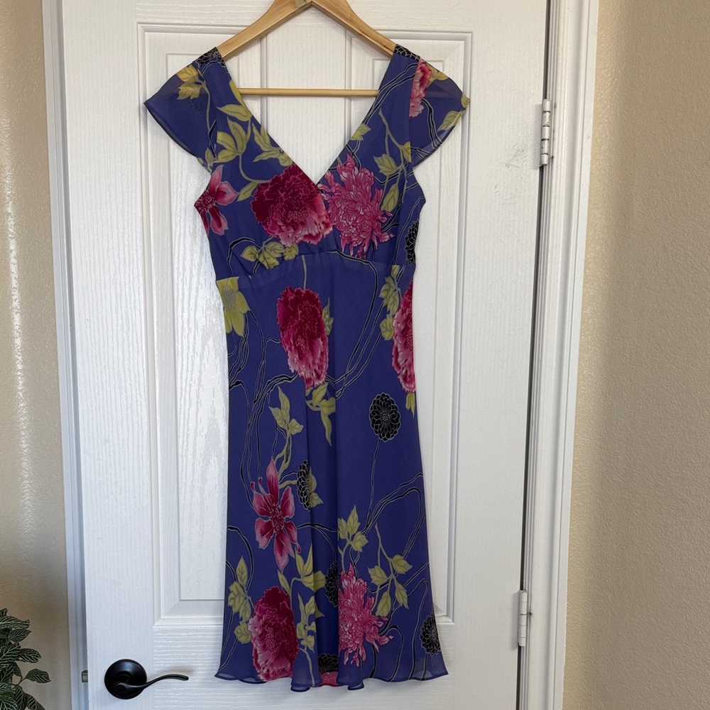 Dalia Collection Floral Midi Dress - Blue and Pink